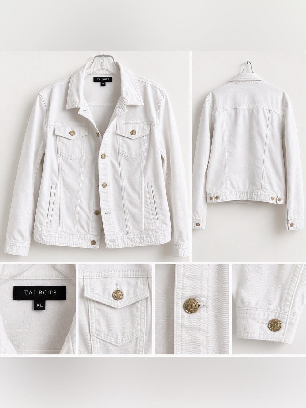 Talbots White Denim Button-Up Jacket – Women's XL - Pockets